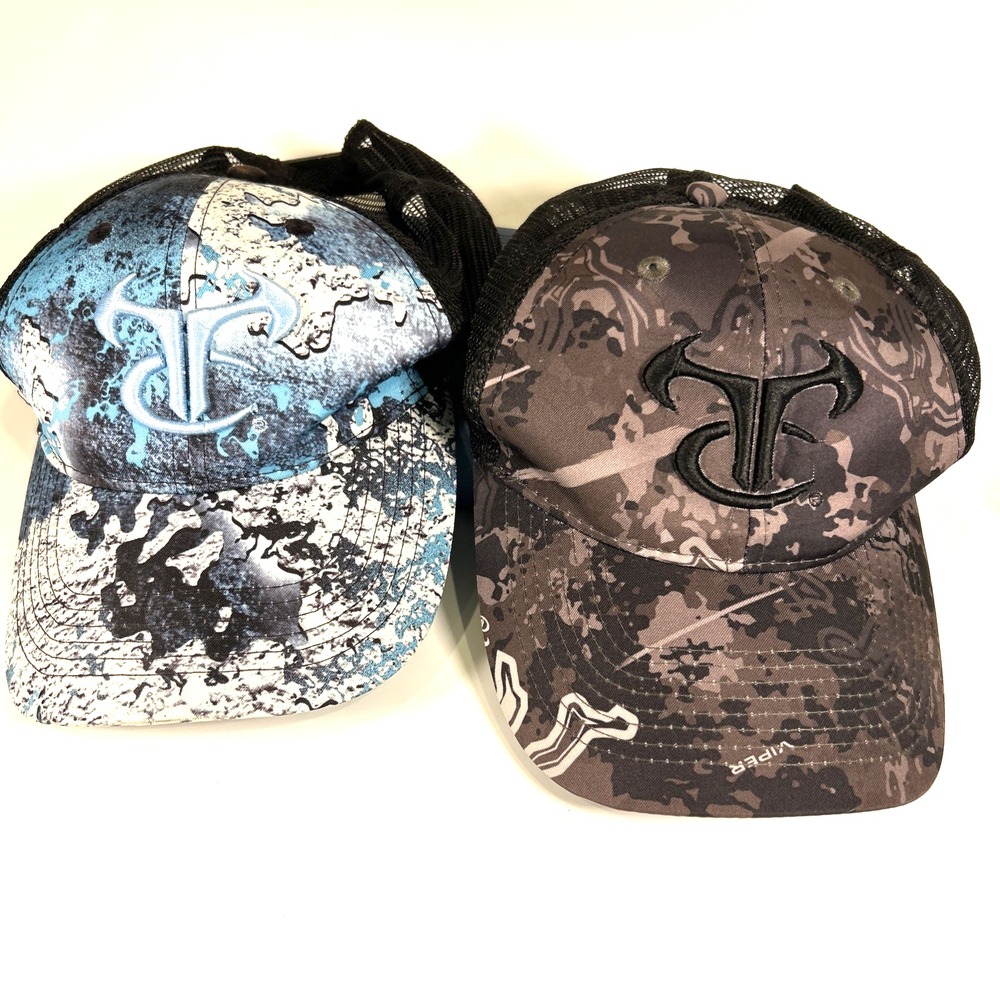 True Timber Camo Blue and Black Mesh Snapback Trucker Hat with Logo Lot of 2